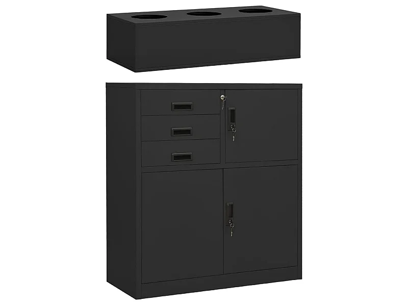 Armoire de bureau et jardinière Anthracite 90x40x125 Acier