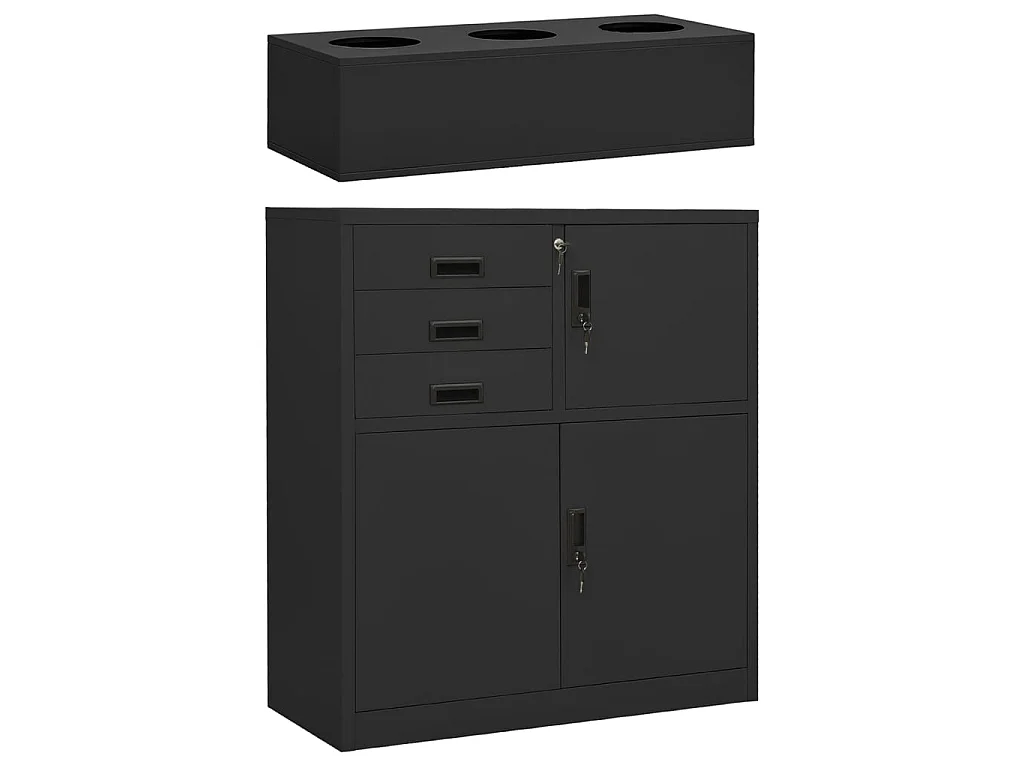 Armoire de bureau et jardinière Anthracite 90x40x125 Acier