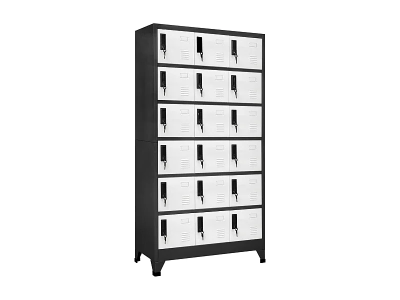 Armoire à casiers Anthracite et blanc 90x40x180 Acier Rocade
