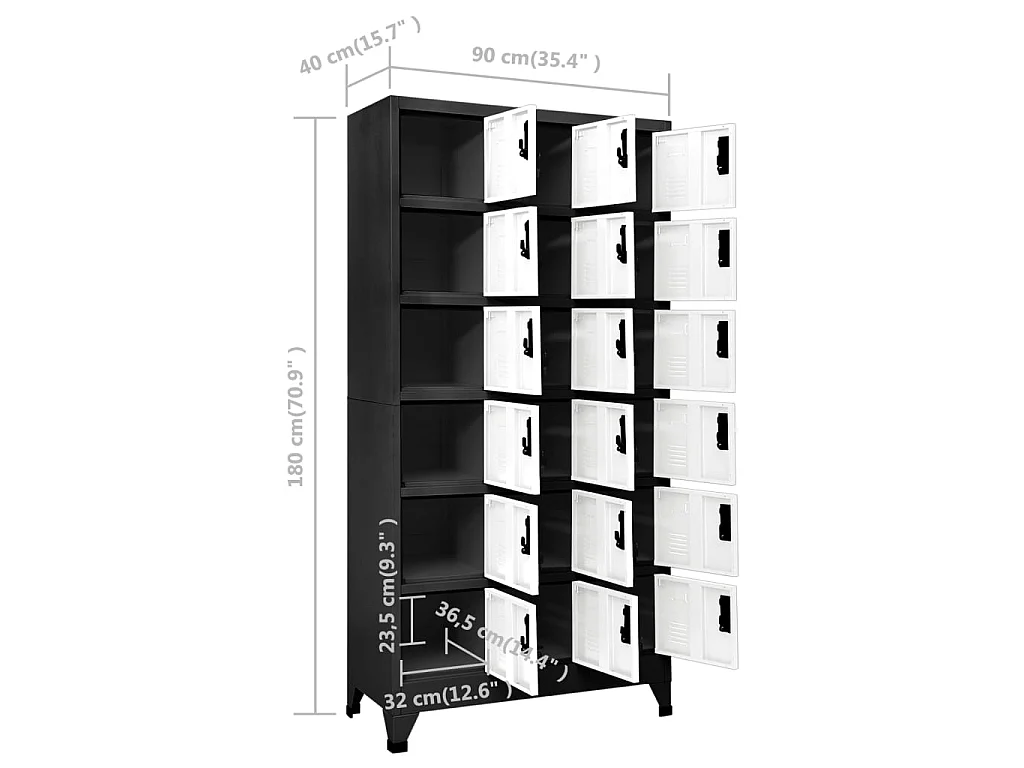 Armoire à casiers Anthracite et blanc 90x40x180 Acier Rocade