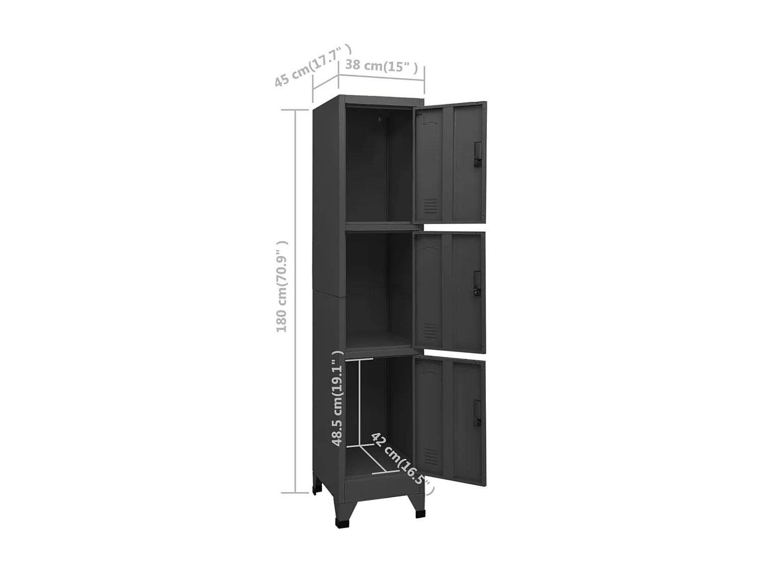 Armoire à casiers Anthracite 38x45x180 Acier