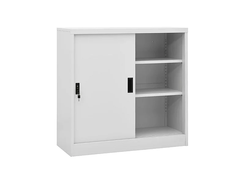 Armoire de bureau porte coulissante Gris clair 90x40x90 Acier