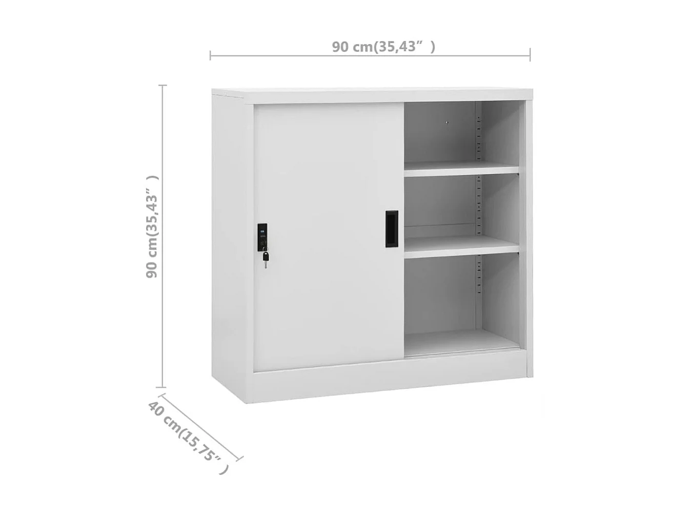 Armoire de bureau porte coulissante Gris clair 90x40x90 Acier