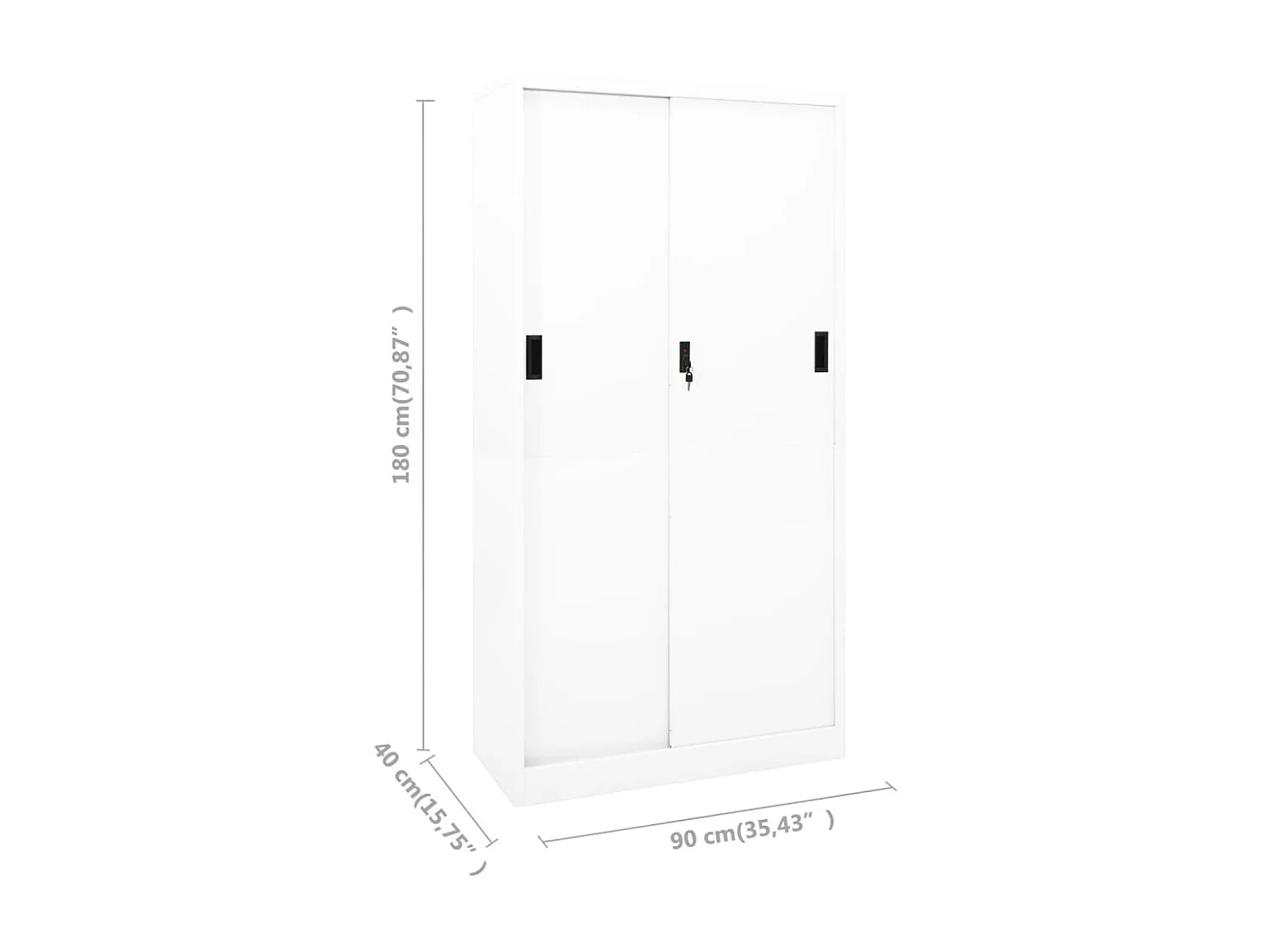 Armoire de bureau et porte coulissante Blanc 90x40x180 Acier