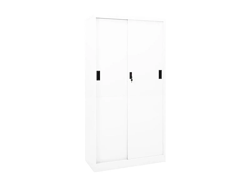 Armoire de bureau et porte coulissante Blanc 90x40x180 Acier