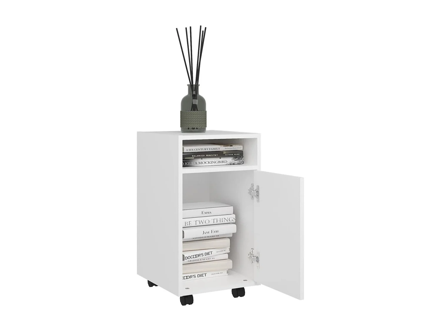 Armoire latérale avec roues Blanc brillant 33x38x60