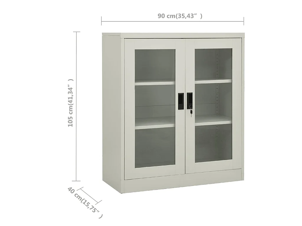 Armoire de bureau Gris clair 90x40x105 Acier