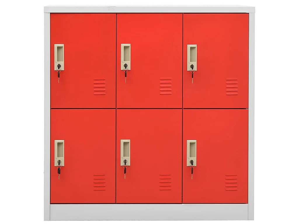 Armoires à casiers 5 pcs Gris clair et rouge 90x45x92,5 Acier