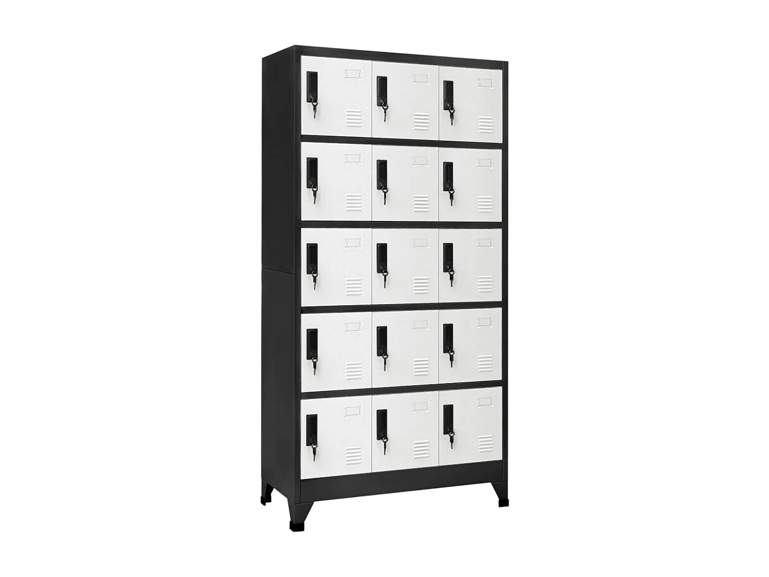Armoire à casiers Anthracite et blanc 90x40x180 Acier Koface