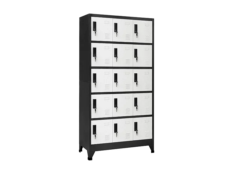 Armoire à casiers Anthracite et blanc 90x40x180 Acier Koface