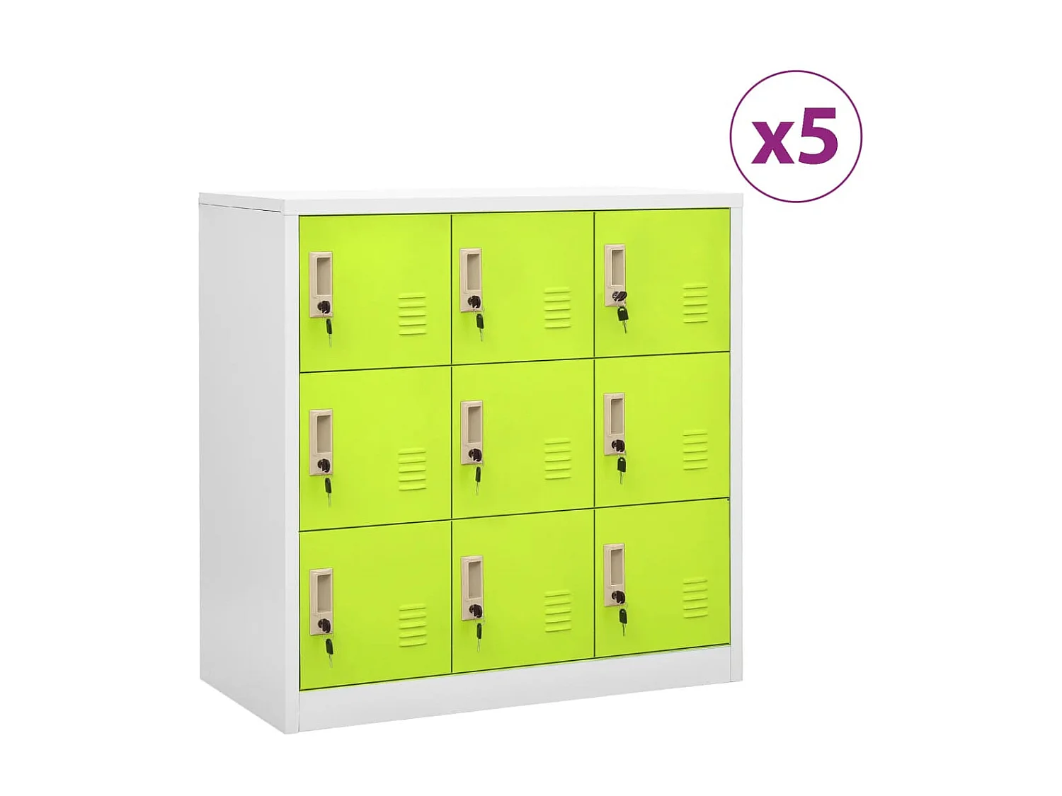 Armoires à casiers 5 pcs Gris clair et vert 90x45x92,5 Acier 3