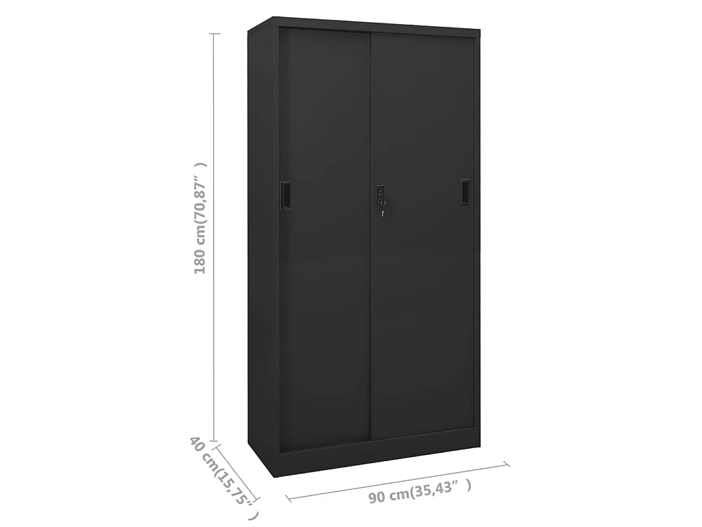 Armoire de bureau et porte coulissante Anthracite 90x40x180