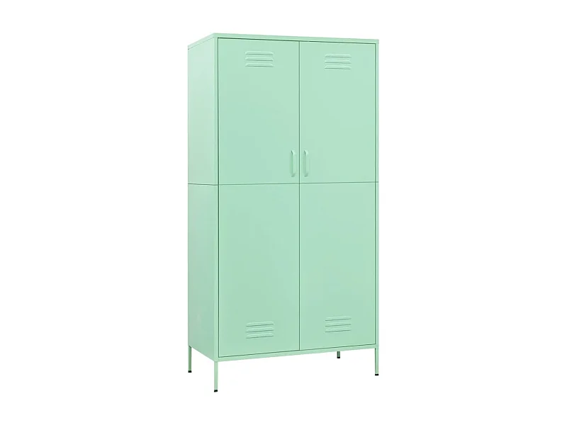 Armoire 1 penderie 4 étagères réglables Klako 90cm - Acier mat-Vert pastel