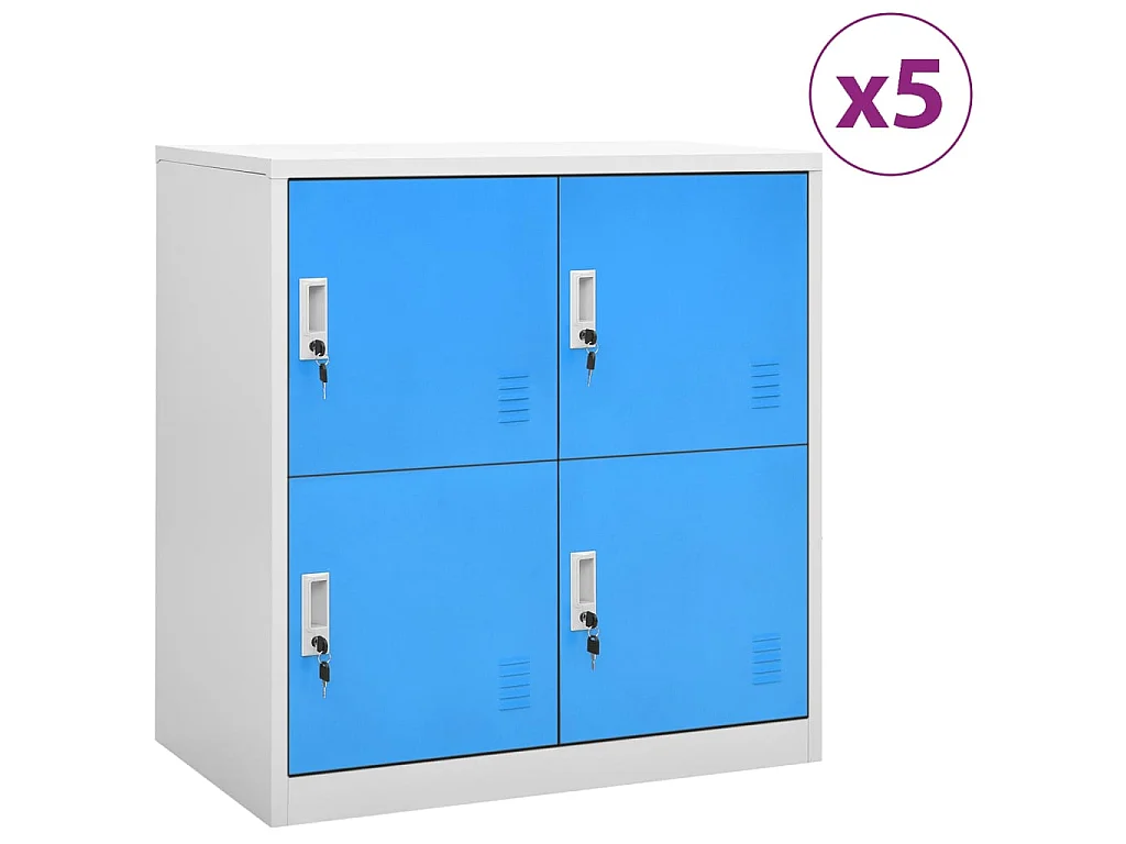 Lockerkasten 5 st 90x45x92,5 cm staal lichtgrijs en blauw