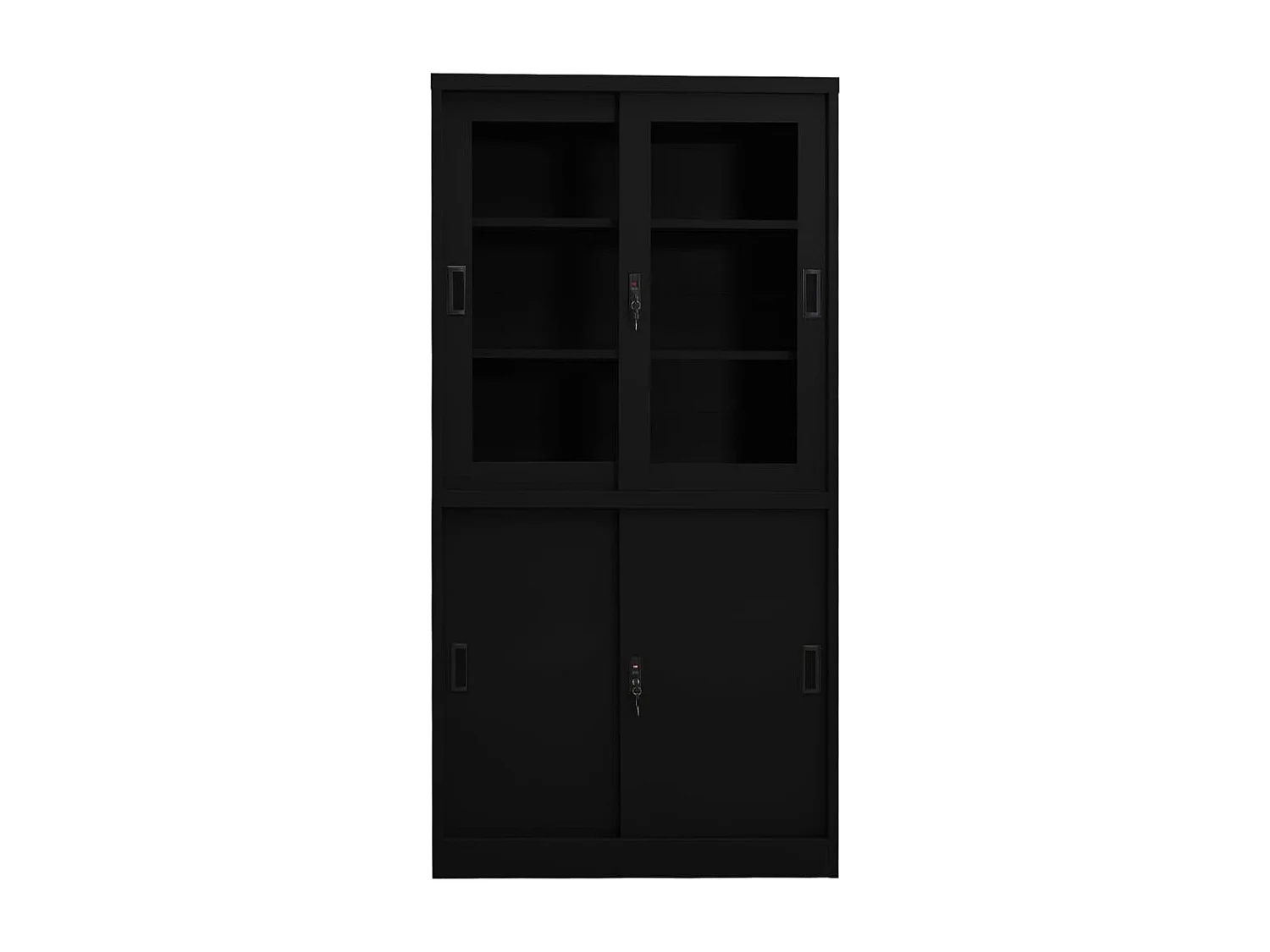 Armoire de bureau avec porte coulissante Noir 90x40x180 Acier 2