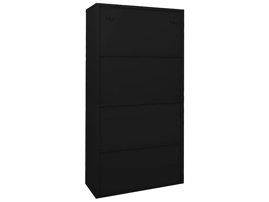 Armoire de bureau avec porte coulissante Noir 90x40x180 Acier 2