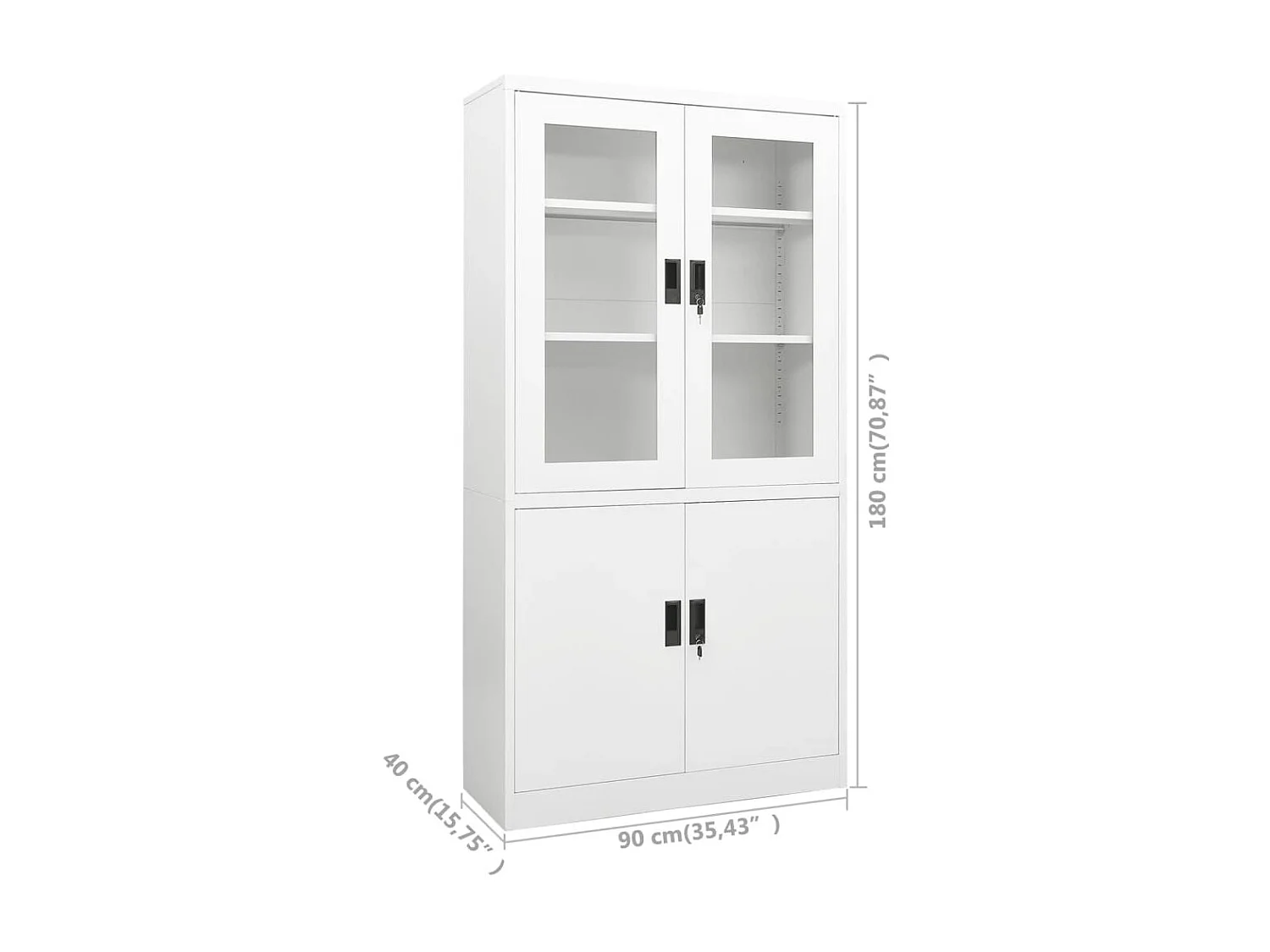 Armoire de bureau Blanc 90x40x180 Acier 4