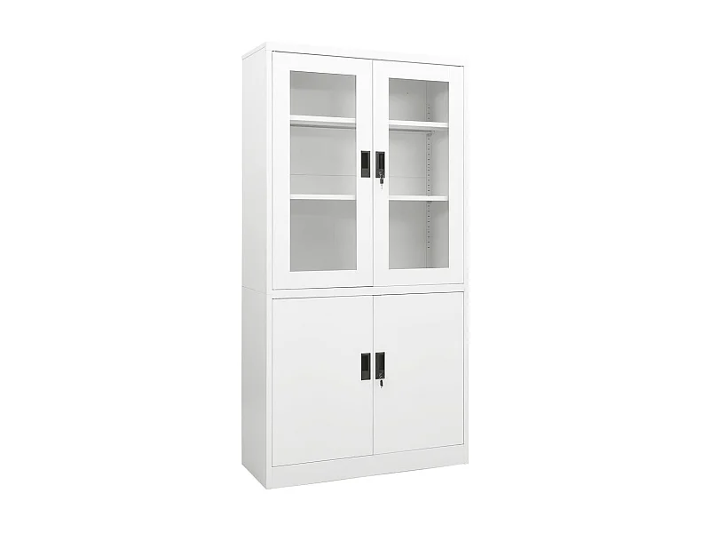 Armoire de bureau Blanc 90x40x180 Acier 4