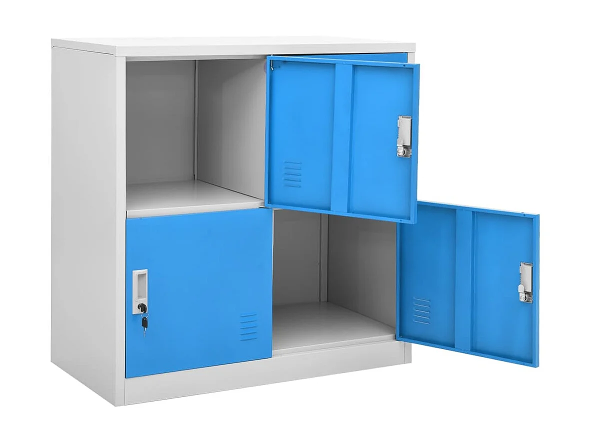 Armoire à 4 casiers Gris clair et bleu 90x45x92,5 Acier