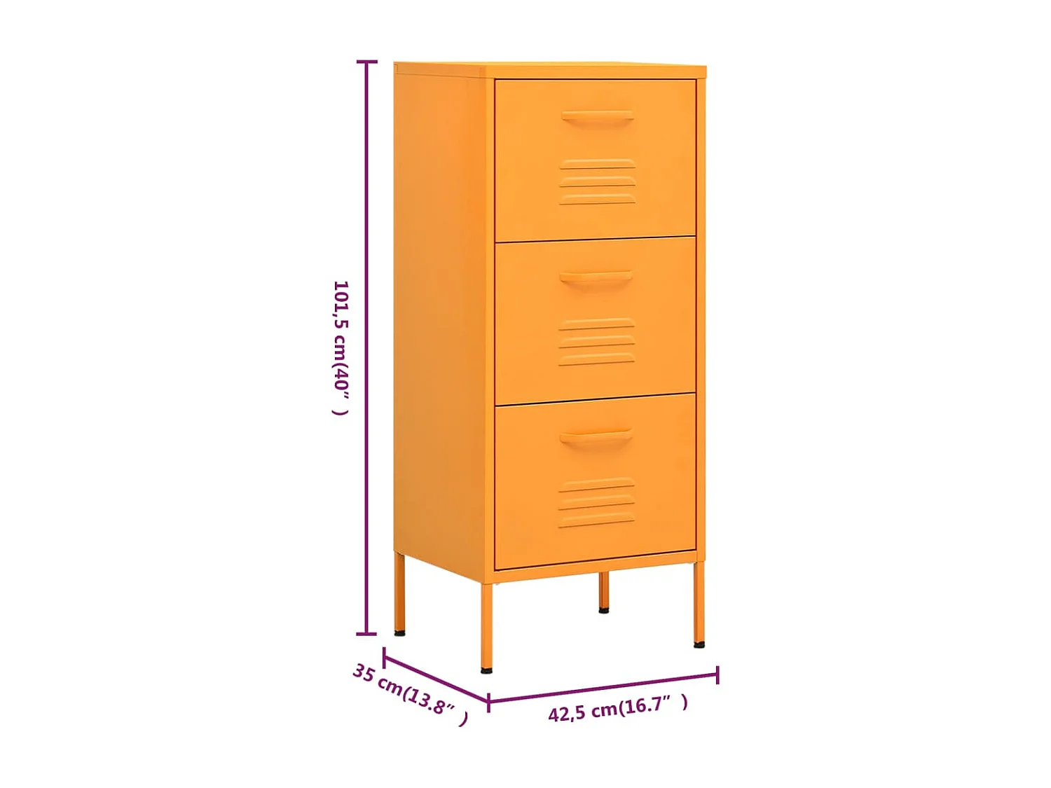 Armoire de rangement Jaune moutarde 42,5x35x101,5 Acier 2