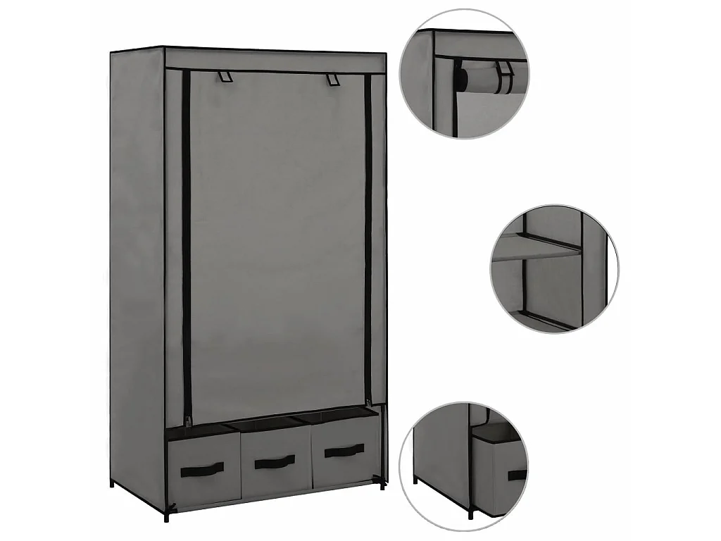 Garde-robe Gris 87 x 49x159 Tissu