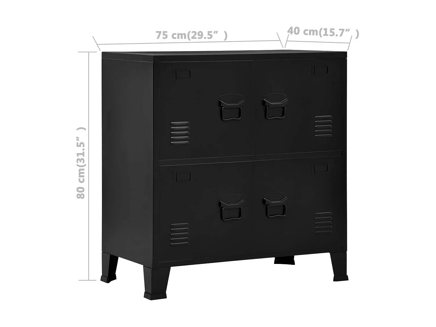 Classeur industriel avec 4 portes Noir 75x40x80 Acier