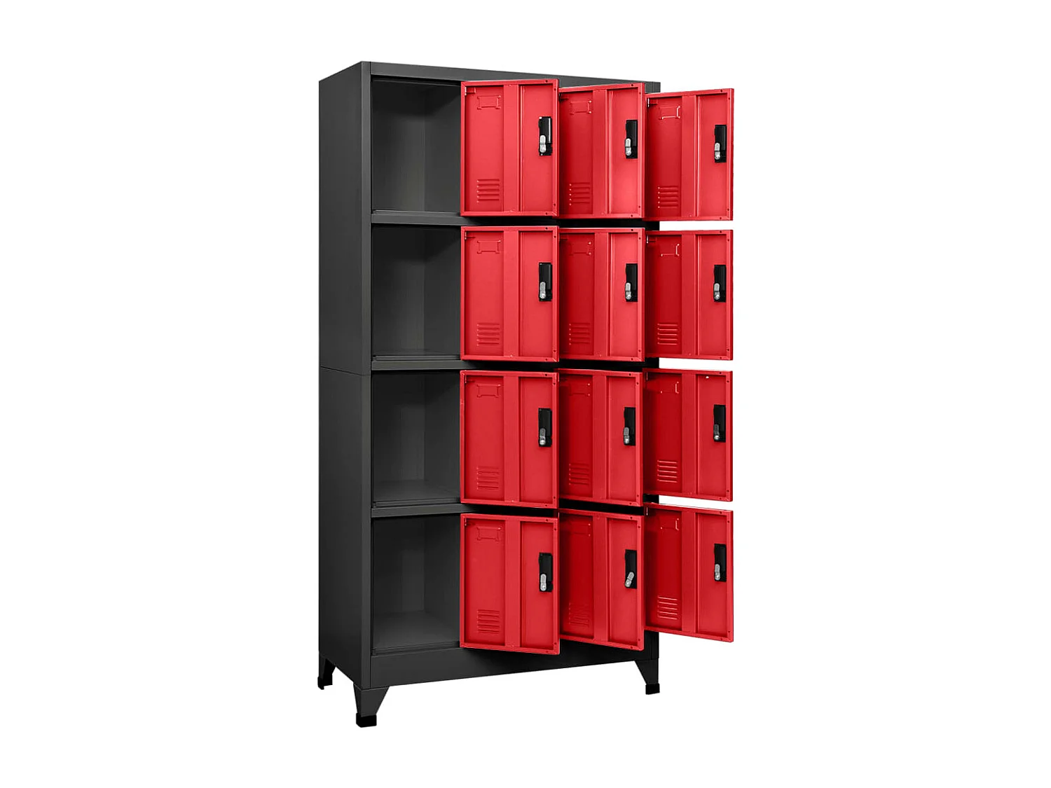 Armoire à casiers Anthracite et rouge 90x45x180 Acier 2