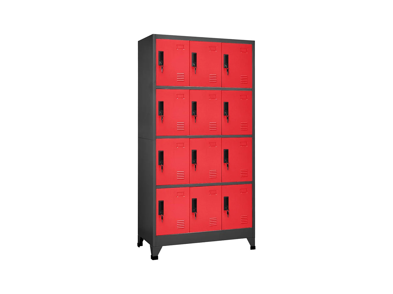 Armoire à casiers Anthracite et rouge 90x45x180 Acier 2