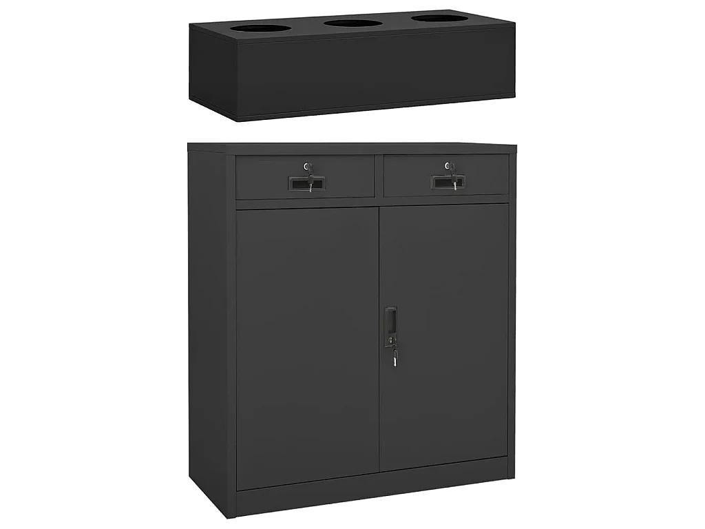 Armoire de bureau et jardinière Anthracite 90x40x125 Acier 2