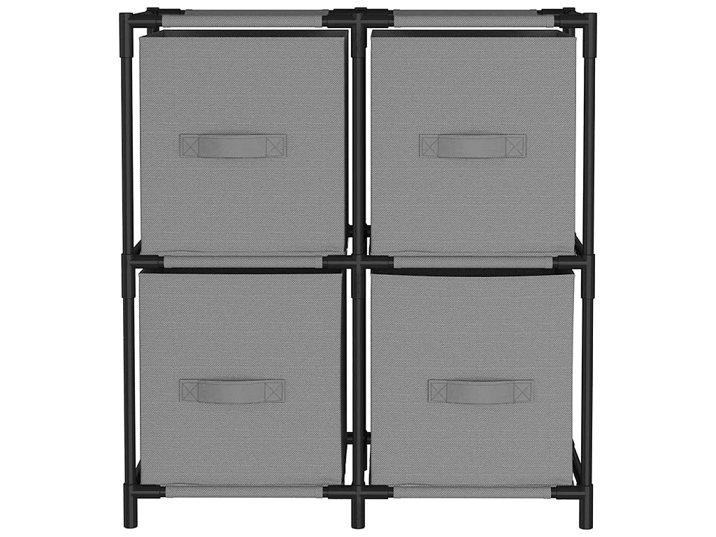 Armoire de rangement 4 paniers en tissu Gris 63x30x71 Acier