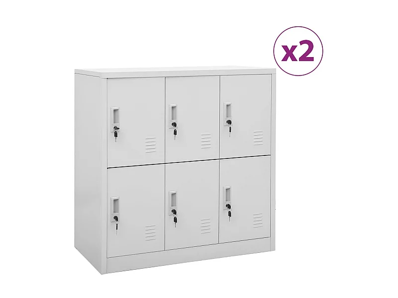 Armoires à casiers 2 pcs Gris clair 90x45x92,5 Acier 3