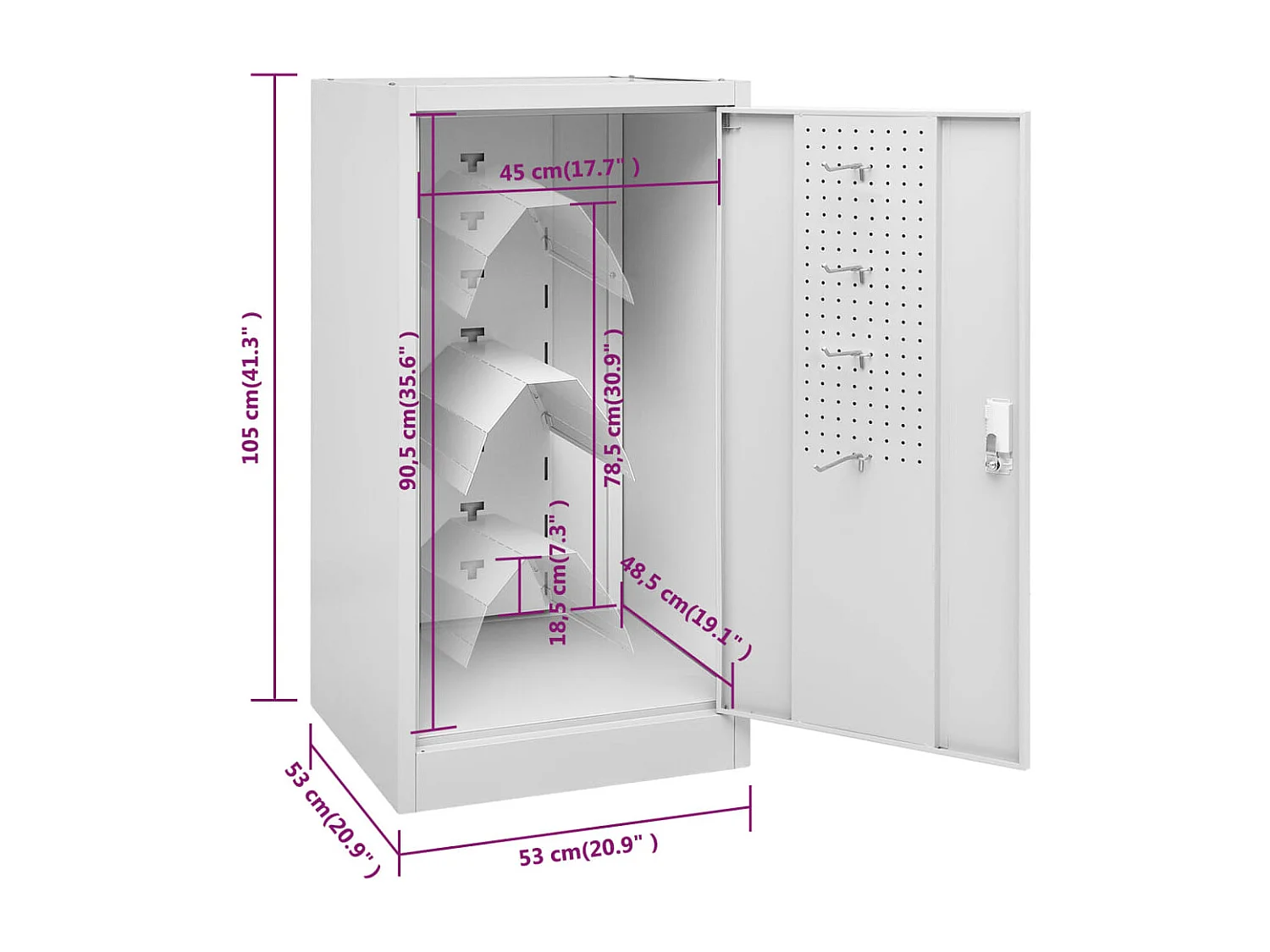 Armoire à selles Gris clair 53x53x105 Acier