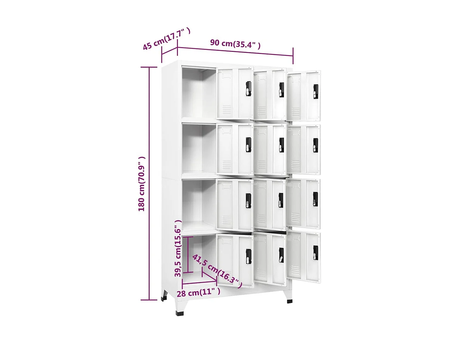 Armoire à casiers Blanc 90x45x180 Acier