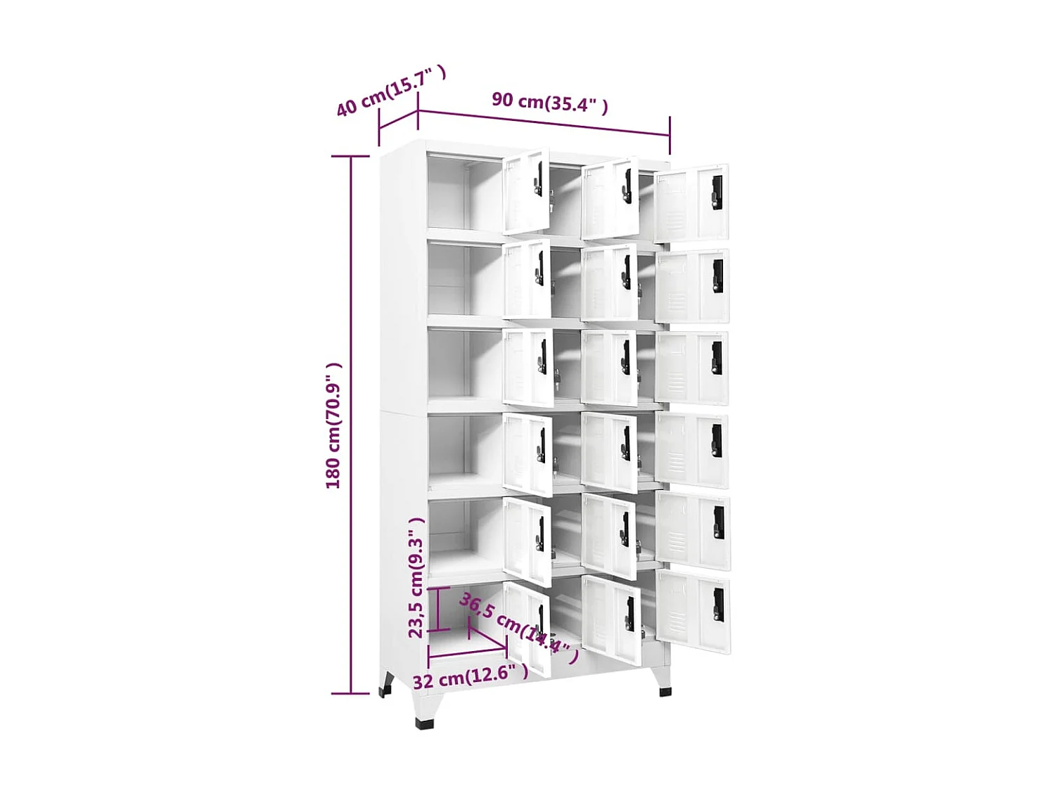 Armoire à casiers Blanc 90x40x180 Acier 2