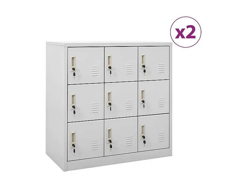 Armoires à casiers 2 pcs Gris clair 90x45x92,5 Acier