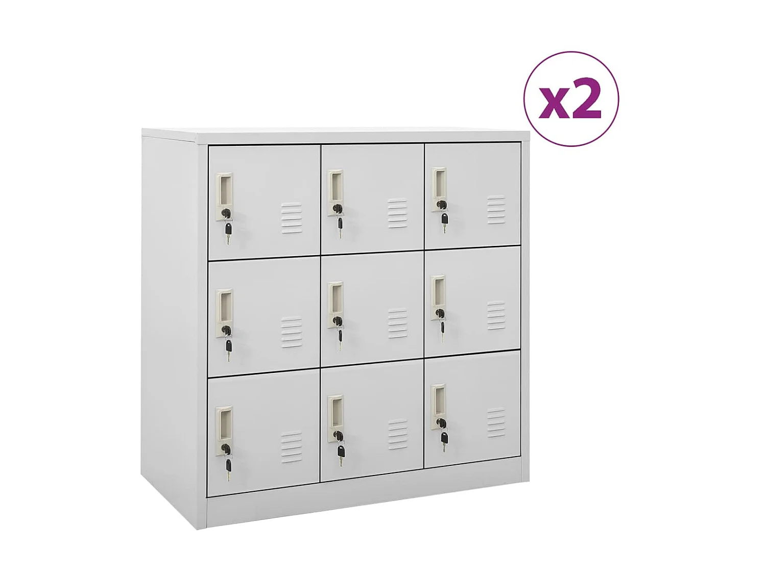 Armoires à casiers 2 pcs Gris clair 90x45x92,5 Acier
