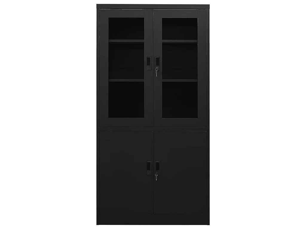 Armoire de bureau Noir 90x40x180 Acier 2