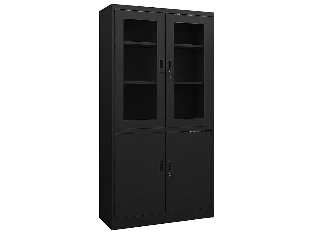 Armoire de bureau Noir 90x40x180 Acier 2