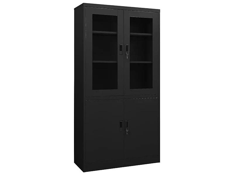 Armoire de bureau Noir 90x40x180 Acier 2