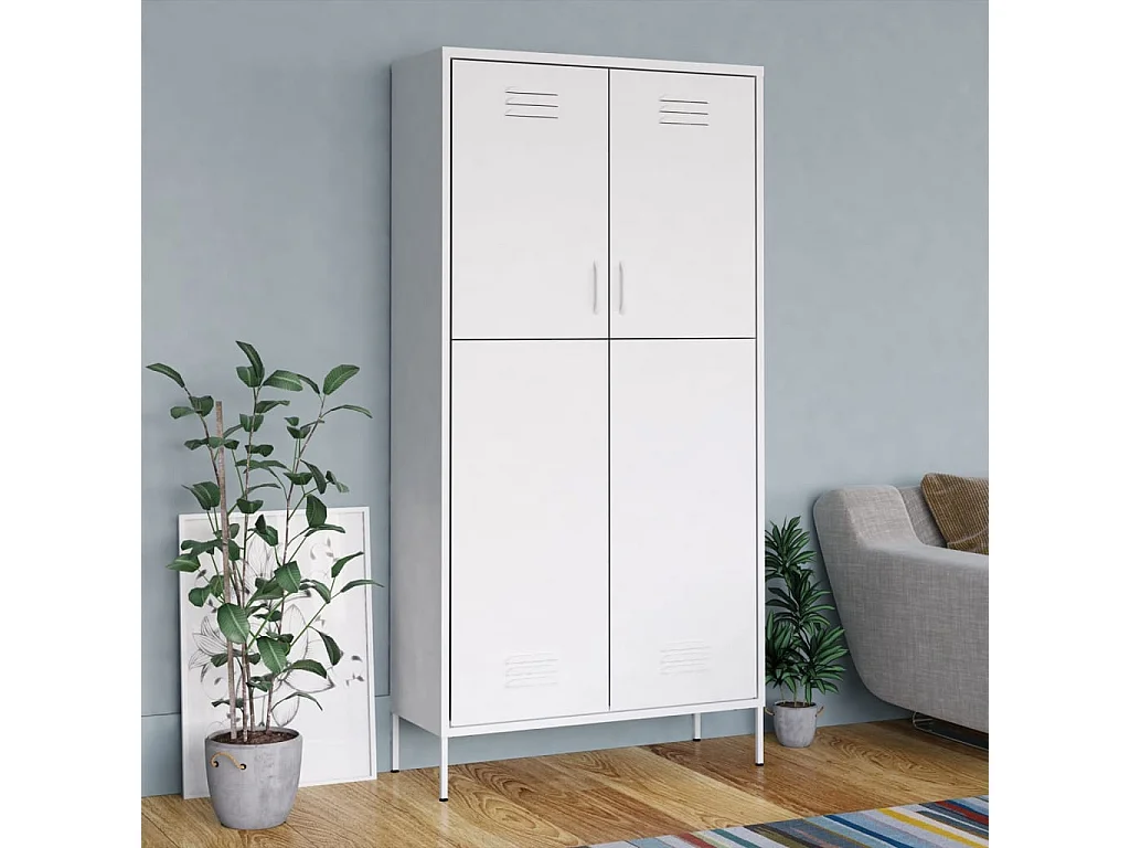 Garde-robe Blanc 90x50x180 Acier