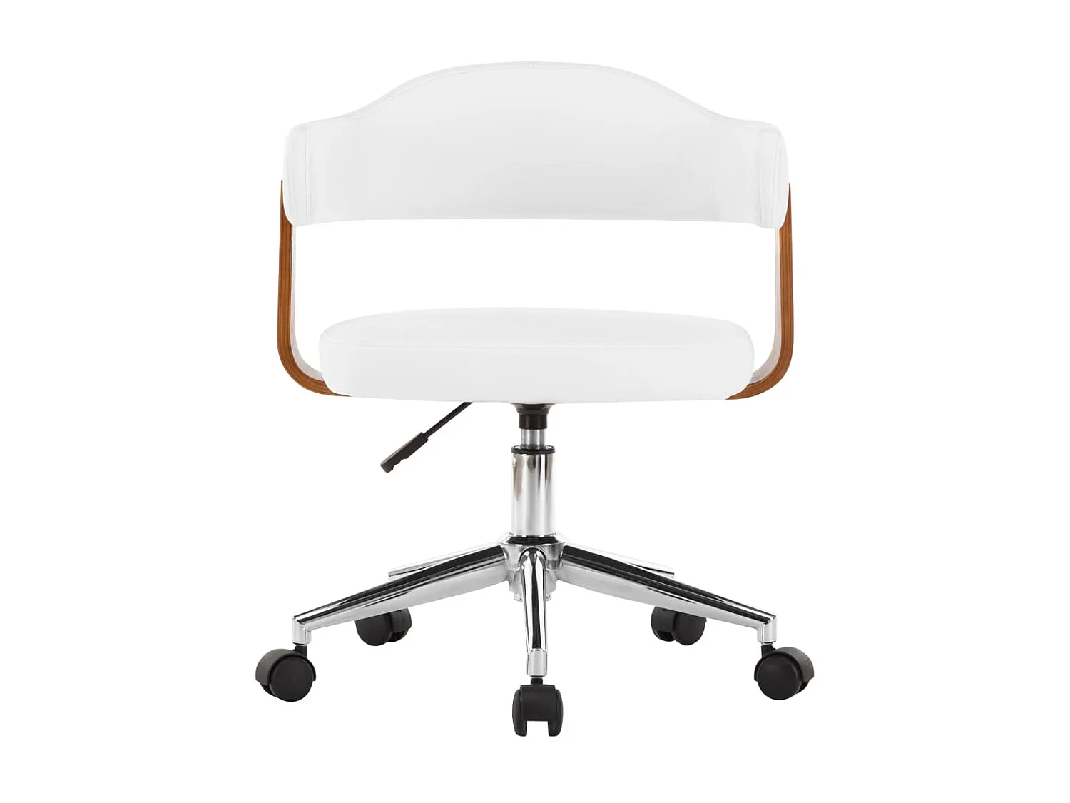 Chaise pivotante de bureau Blanc Bois courbé et similicuir 4