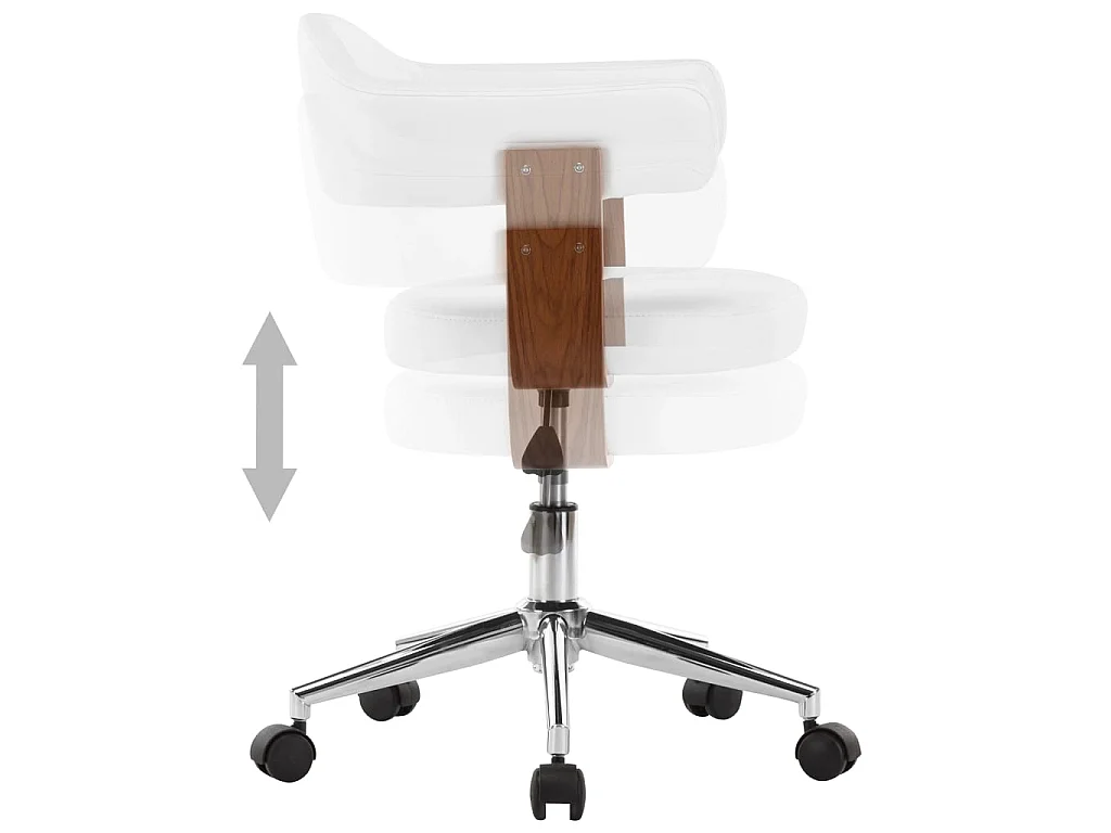 Chaise pivotante de bureau Blanc Bois courbé et similicuir 4