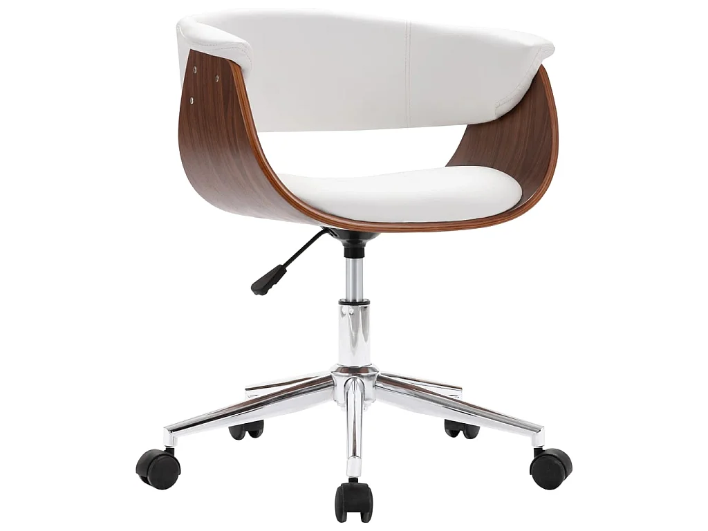 Chaise pivotante de bureau Blanc Bois courbé et similicuir 3