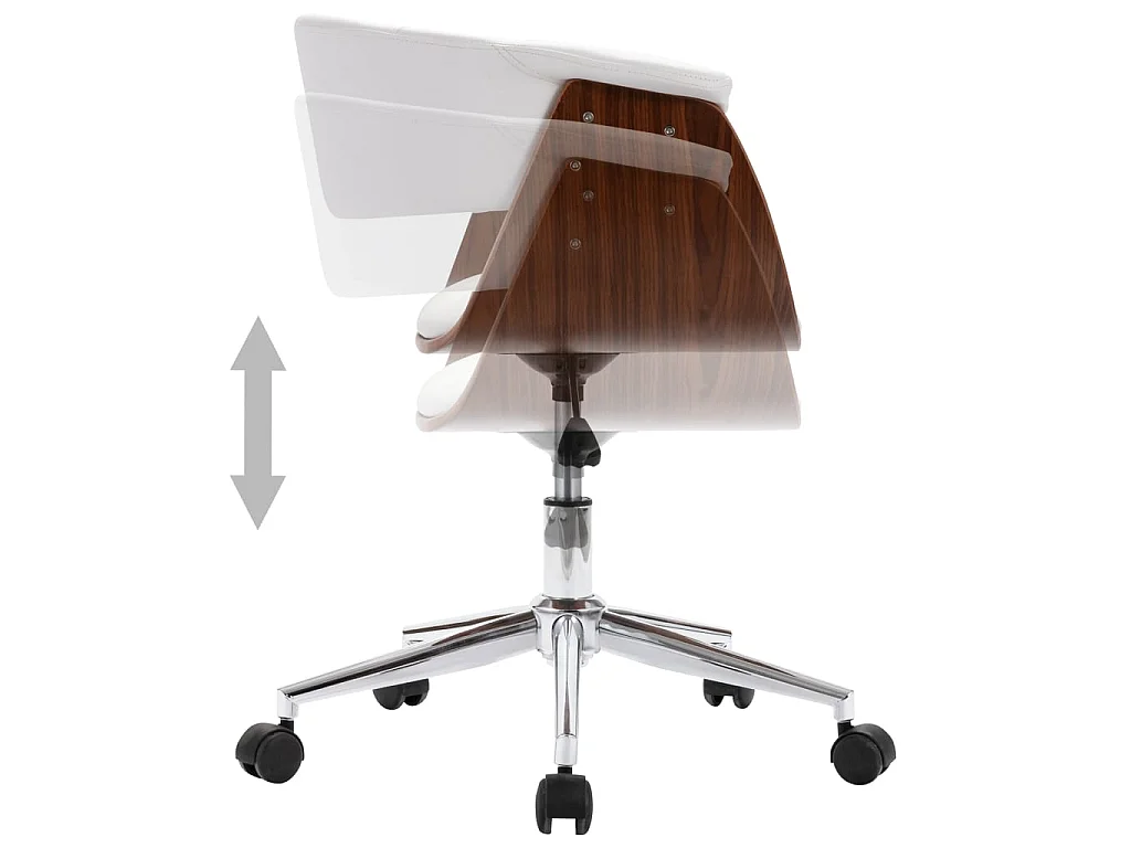Chaise pivotante de bureau Blanc Bois courbé et similicuir 3