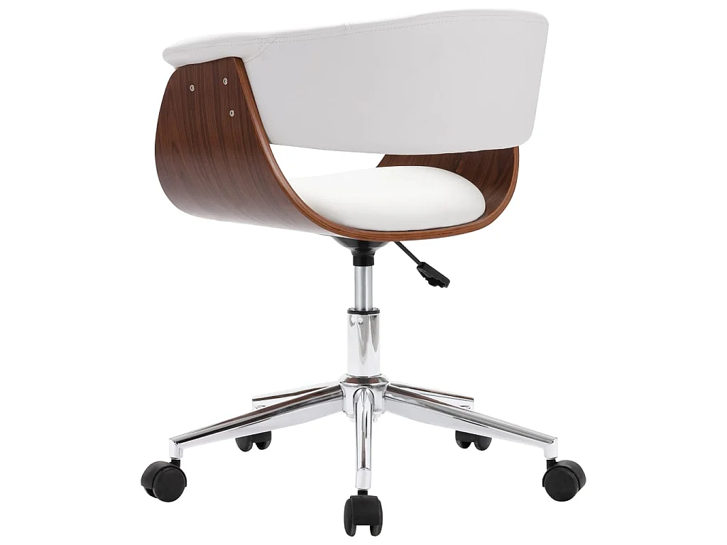 Chaise pivotante de bureau Blanc Bois courbé et similicuir 3