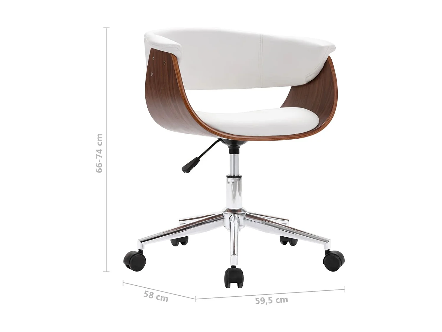 Chaise pivotante de bureau Blanc Bois courbé et similicuir 3