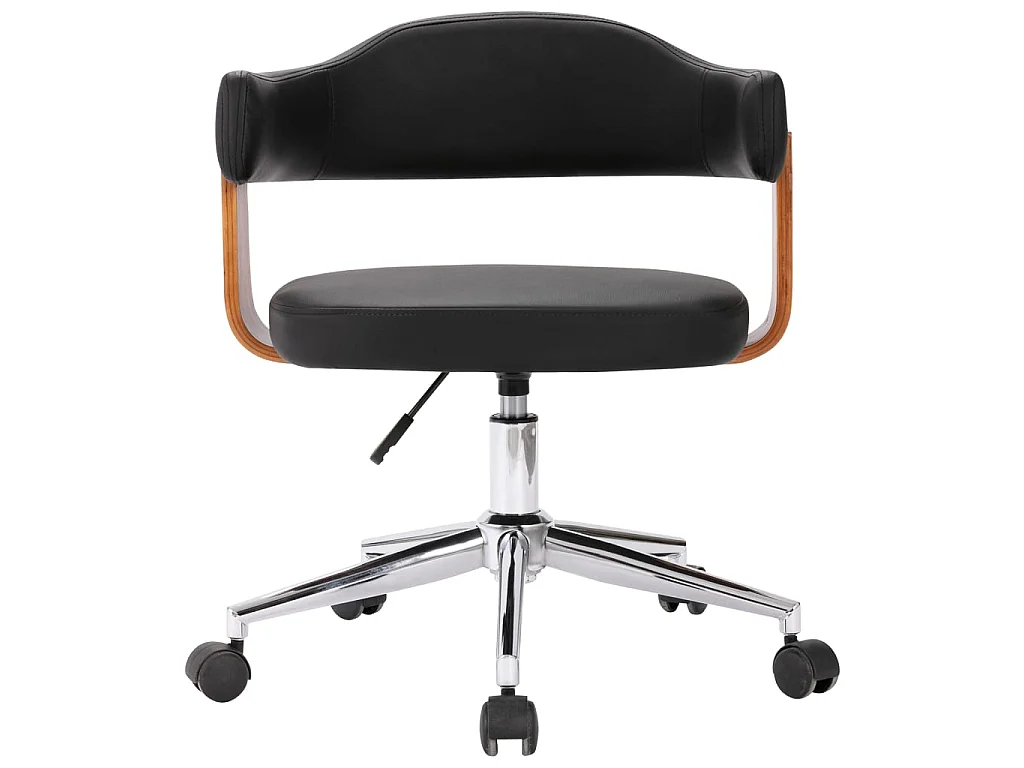 Chaise pivotante de bureau Noir Bois courbé et similicuir 7