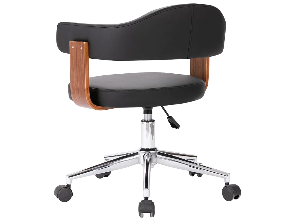 Chaise pivotante de bureau Noir Bois courbé et similicuir 7