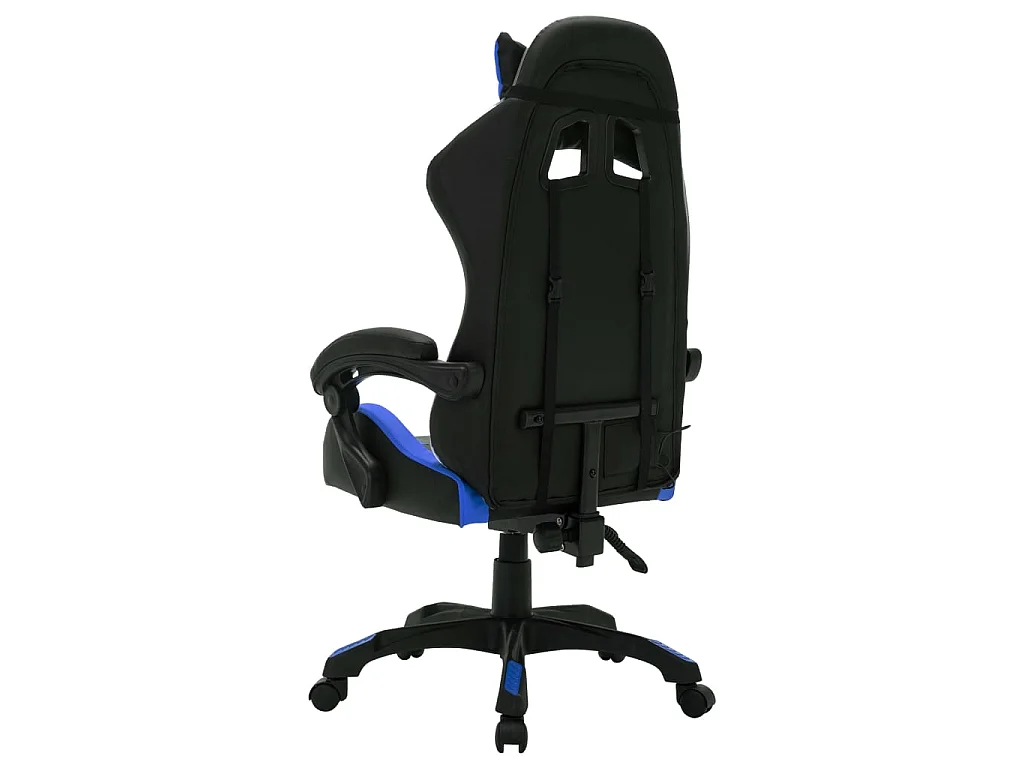 Fauteuil de jeux vidéo avec LED RVB Bleu et noir Similicuir