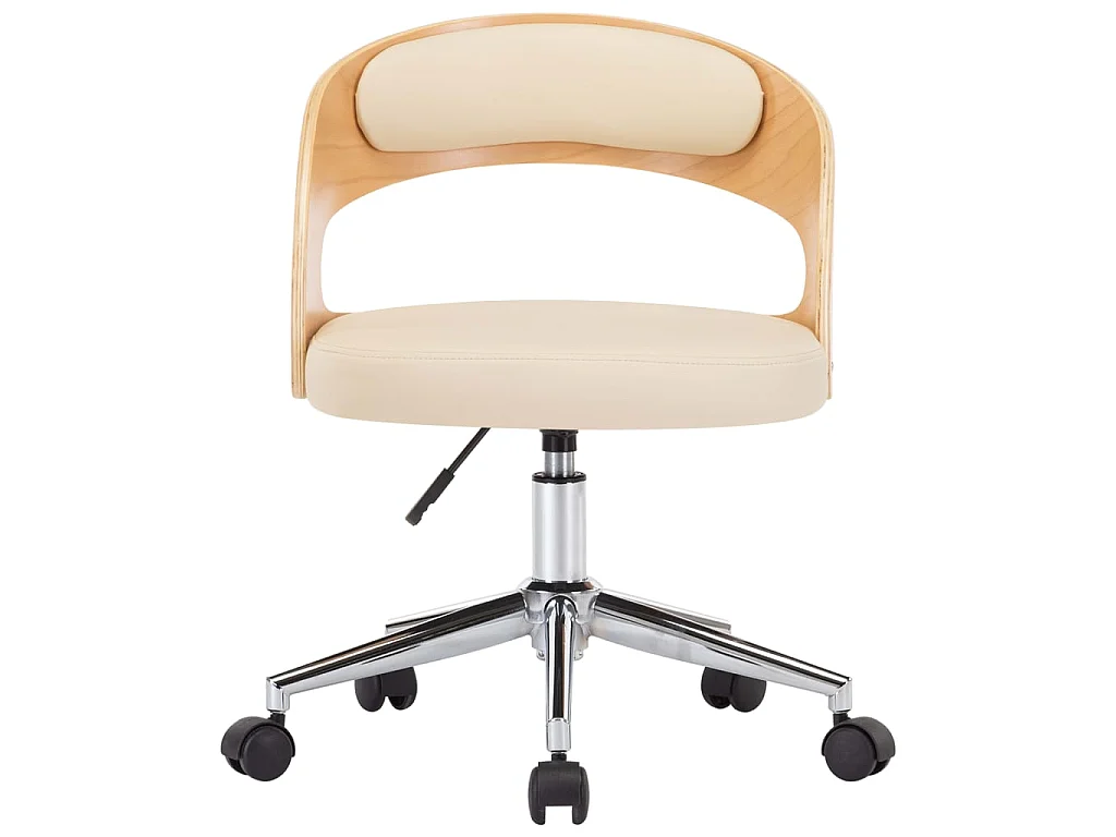 Chaise pivotante de bureau Crème Bois courbé et similicuir